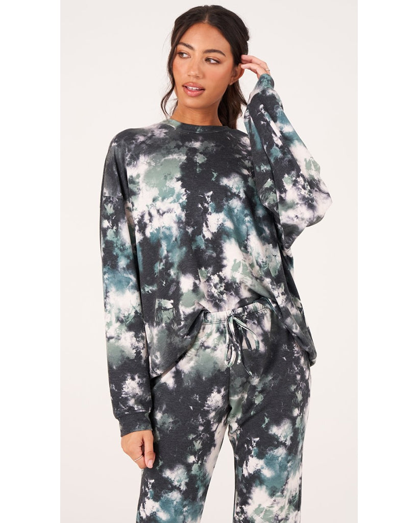 Onzie Boyfriend Sweatshirt - 3792 Womens - Evergreen Tie Dye - Activewear - Tops - Dancewear Centre Canada