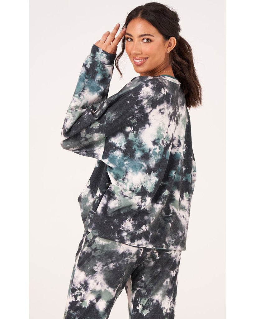 Onzie Boyfriend Sweatshirt - 3792 Womens - Evergreen Tie Dye - Activewear - Tops - Dancewear Centre Canada