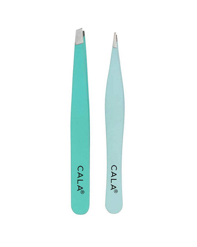 Pineapple Beauty Cala Soft Touch Duo Tweezer Set - Light Blue / Turquoise - Accessories - Makeup - Dancewear Centre Canada