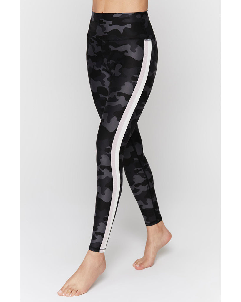 Spiritual Gangster Essential 7/8 High Waist Legging with Stripe - Womens - Black Camo Print - Activewear - Bottoms - Dancewear Centre Canada