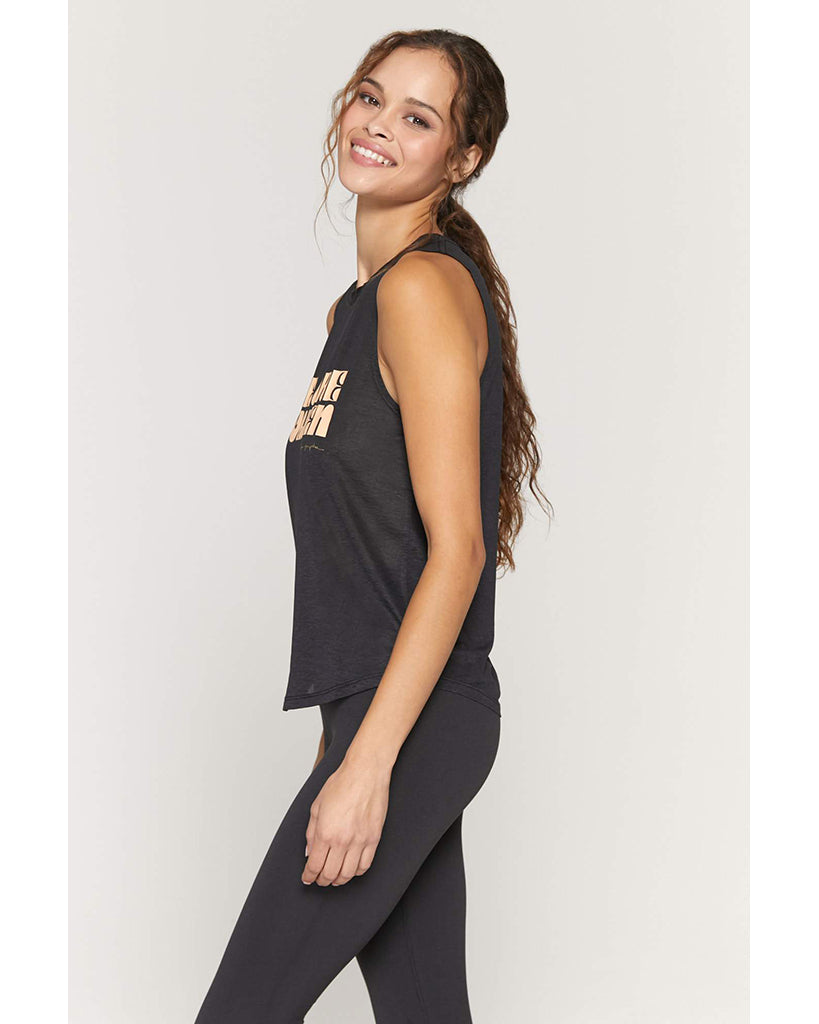 Spiritual Gangster Golden Active Muscle Tank - SU13611010 - Womens - Black - Activewear - Tops - Dancewear Centre Canada