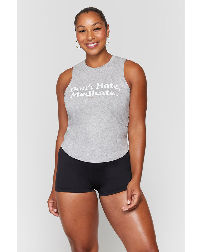 Spiritual Gangster Meditate Muscle Tank - Womens - Heather Grey - Activewear - Tops - Dancewear Centre Canada