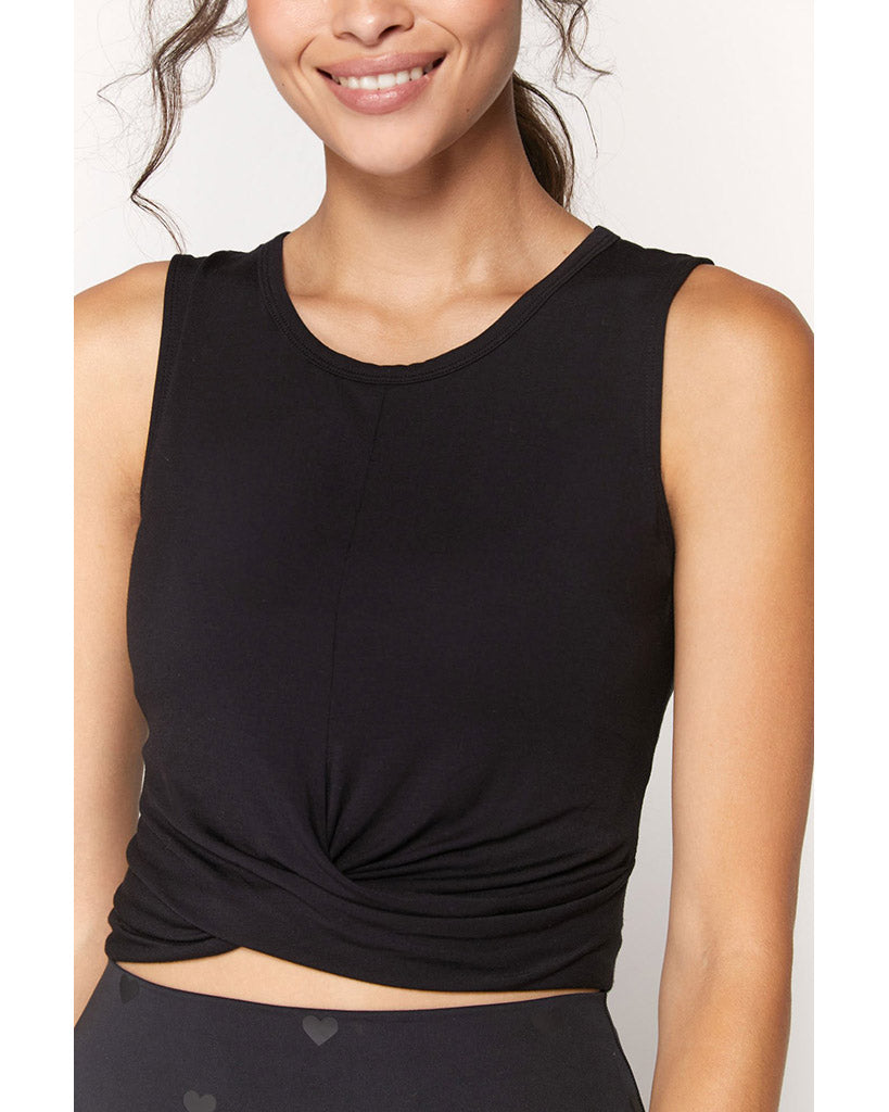 Spiritual Gangster Muse Twist Front Tank Top - SP13611005 - Womens - Black - Activewear - Tops - Dancewear Centre Canada