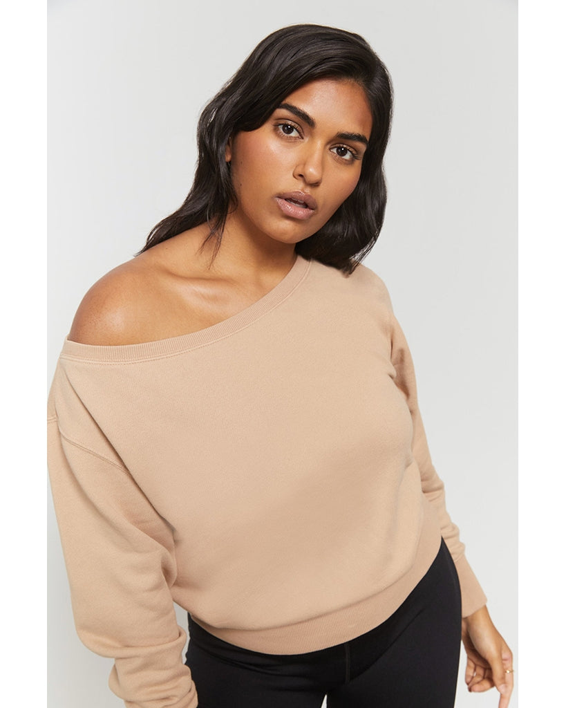 Spiritual Gangster Vida Off Shoulder Sweatshirt - SU20417040 - Womens - Biscotti - Activewear - Tops - Dancewear Centre Canada